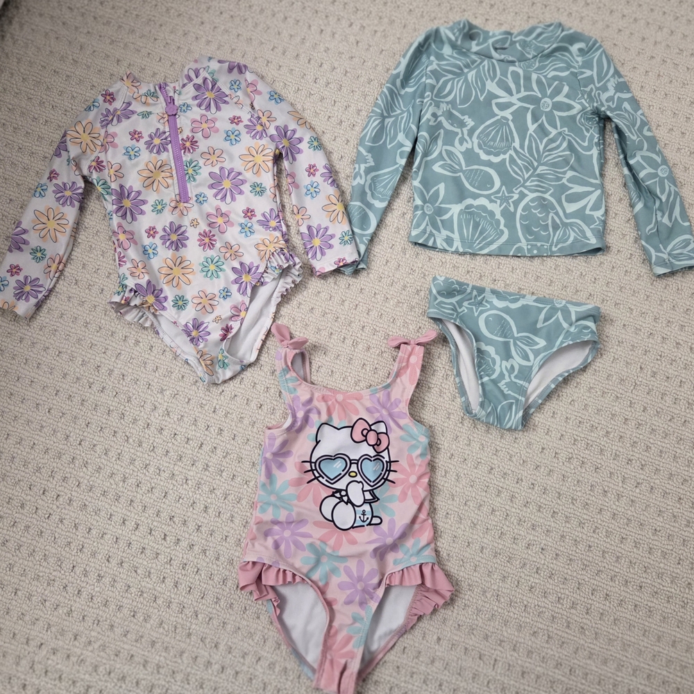BUNDLE - 3T Swimsuits For Girls - X 3